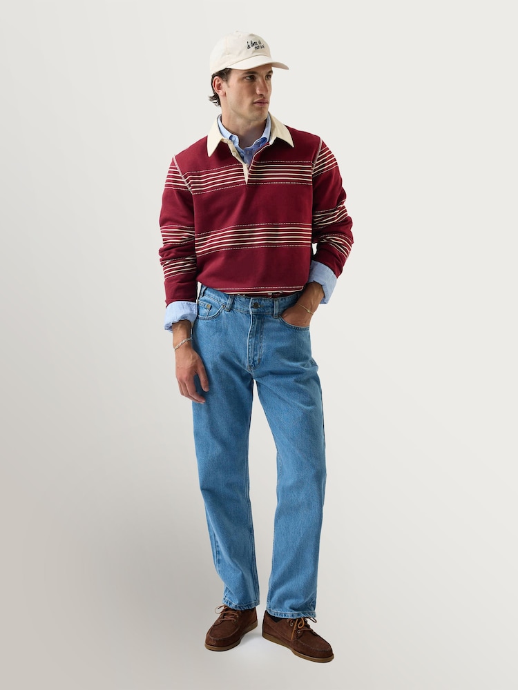 Percival Red Editor Striped Rugby Polo Shirt - Image 2 of 10