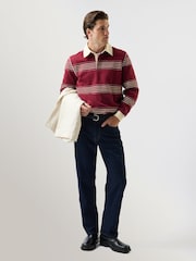 Percival Red Editor Striped Rugby Polo Shirt - Image 3 of 10