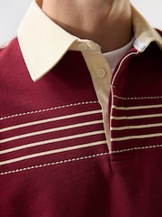 Percival Red Editor Striped Rugby Polo Shirt - Image 4 of 10