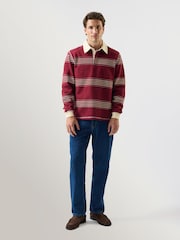 Percival Red Editor Striped Rugby Polo Shirt - Image 7 of 10