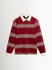 Percival Red Editor Striped Rugby Polo Shirt - Image 9 of 10