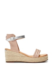 Moda in Pelle Kolanthia Padded Leather Vamp Espadrile Wedges - Image 1 of 4