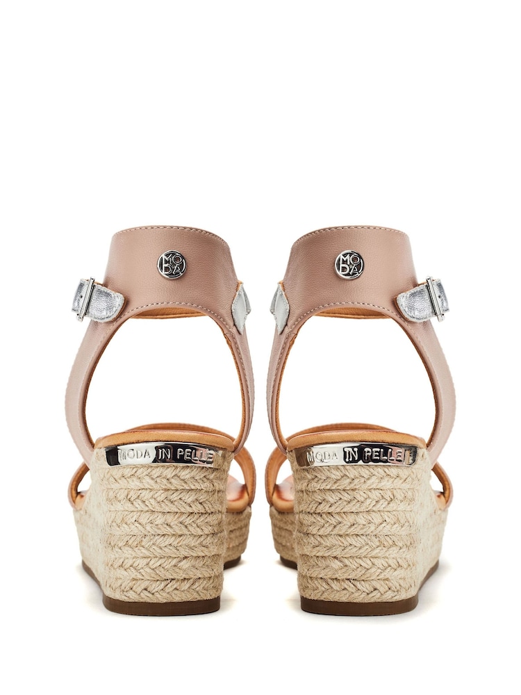 Moda in Pelle Kolanthia Padded Leather Vamp Espadrile Wedges - Image 3 of 4