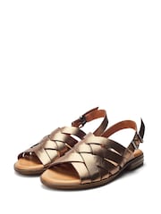 Moda in Pelle Sh Ionia Cross Strap Flat Leather Black Sandals - Image 3 of 5