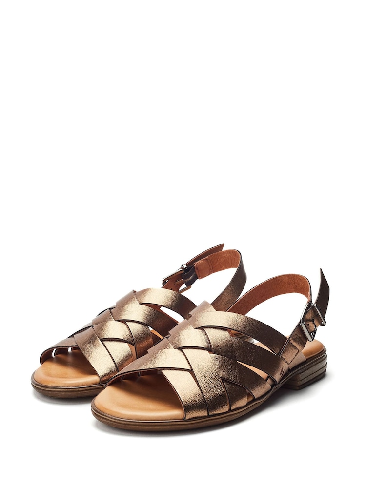 Moda in Pelle Sh Ionia Cross Strap Flat Leather Black Sandals - Image 3 of 5