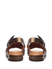 Moda in Pelle Sh Ionia Cross Strap Flat Leather Black Sandals - Image 4 of 5