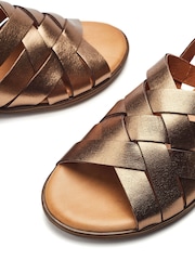 Moda in Pelle Sh Ionia Cross Strap Flat Leather Black Sandals - Image 5 of 5