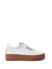 Bril White - Moda in Pelle Barlli Contrast Topline Leather Trainers - Изображение 1 из 4