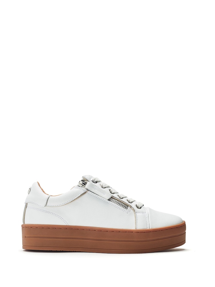 Bril White - Moda in Pelle Barlli Contrast Topline Leather Trainers - Изображение 1 из 4