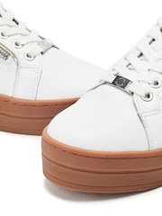 Bril White - Moda in Pelle Barlli Contrast Topline Leather Trainers - Изображение 4 из 4
