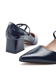 Azul - Moda in Pelle Garlande Elastic Cross Strap Block Heel Shoes - Imagem 5 de 5