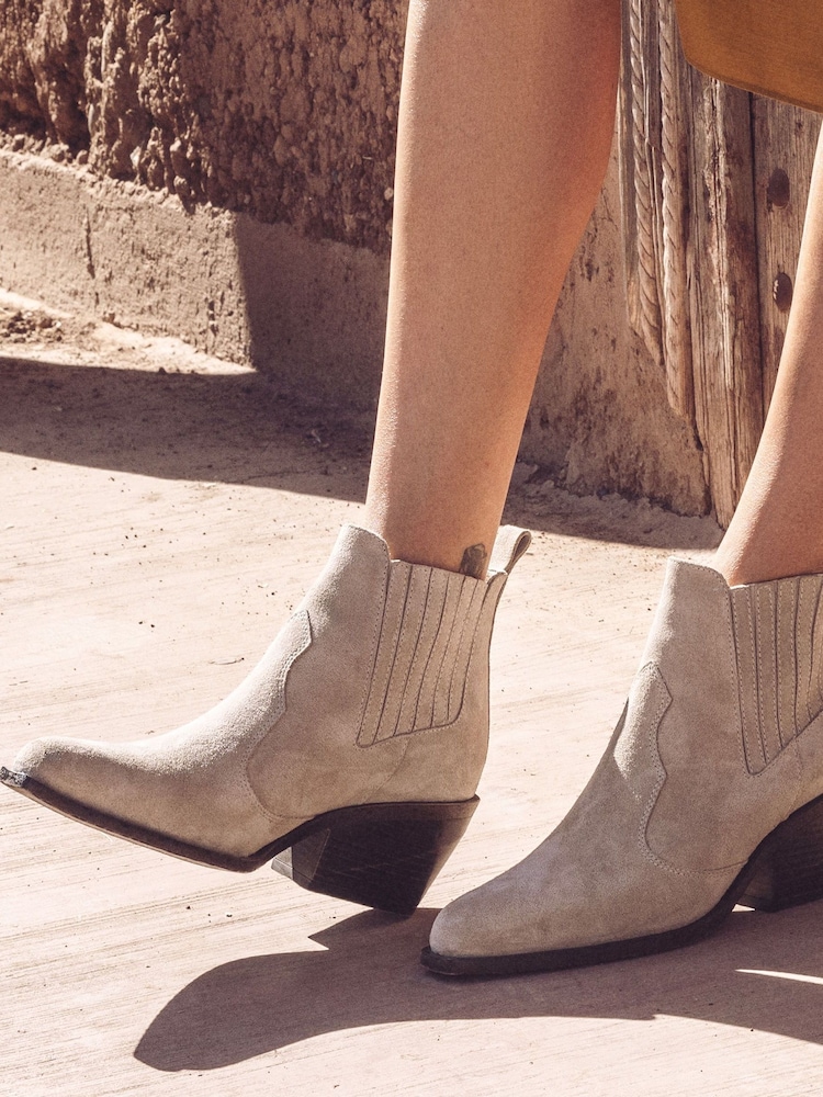 Natural - Moda in Pelle Shoon Alto Bajo Ankle Western Boots - Imagen 1 de 5 Natural - Moda in Pelle Shoon Alto Bajo Ankle Western Boots - Imagen 1 de 5
