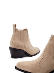 Natural - Moda in Pelle Shoon Alto Bajo Ankle Western Boots - Imagen 5 de 5