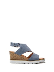 Moda in Pelle Mapel High Front Leather Wedge White Sandals - Image 1 of 4