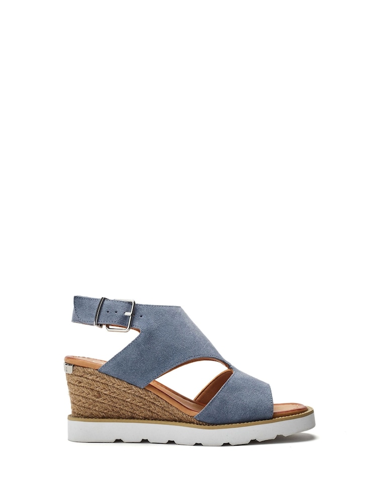 Moda in Pelle Mapel High Front Leather Wedge White Sandals - Image 1 of 4