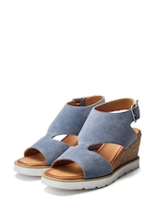 Moda in Pelle Mapel High Front Leather Wedge White Sandals - Image 3 of 4