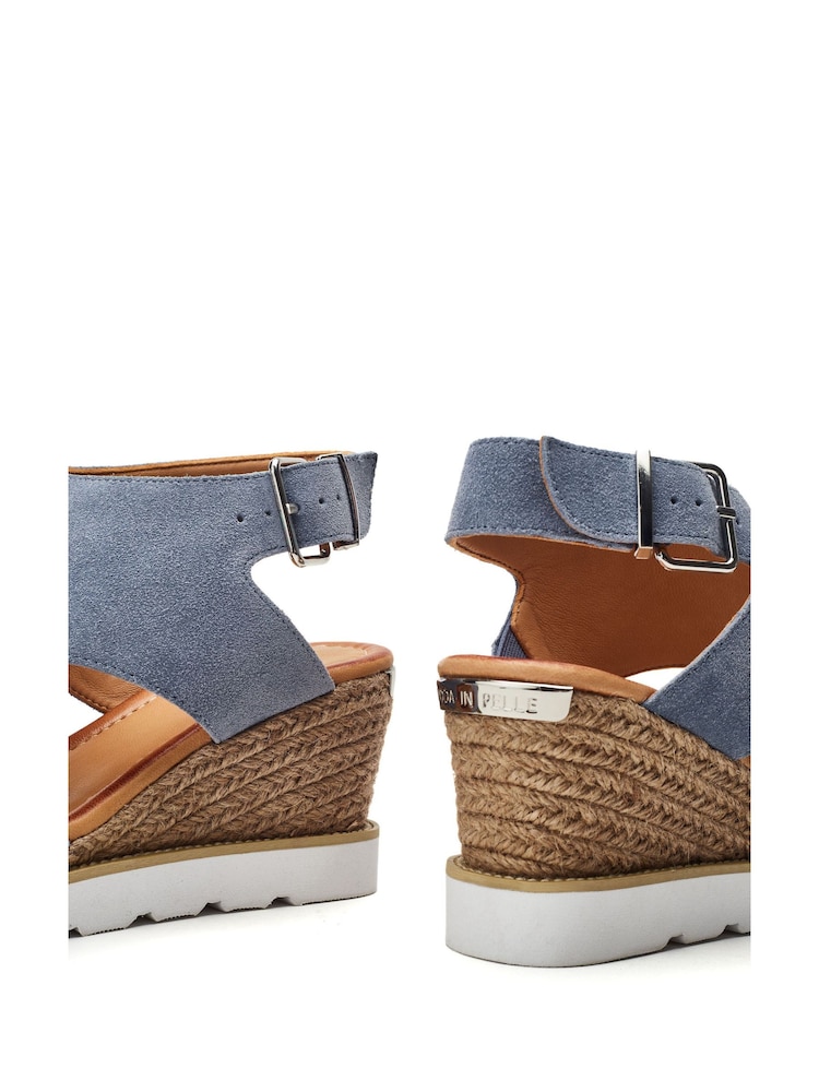 Moda in Pelle Mapel High Front Leather Wedge White Sandals - Image 4 of 4