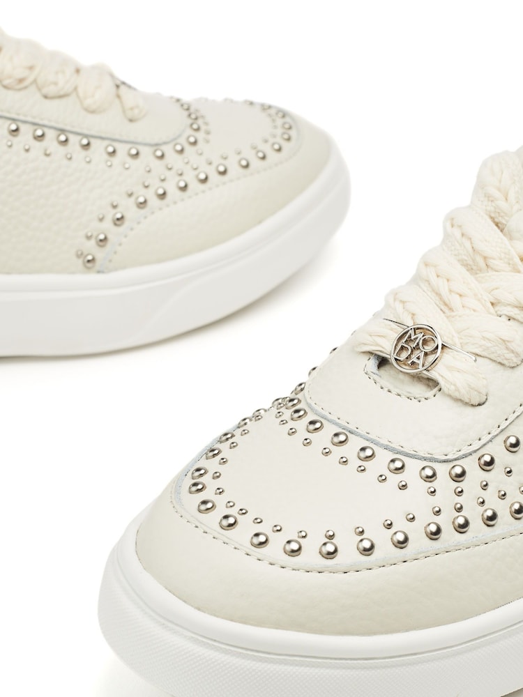 Moda in Pelle Bay Studded Chunky Sole Leather Trainers - Image 4 of 4