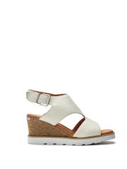 Moda in Pelle Mapel High Front Leather Wedge White Sandals - Image 1 of 4