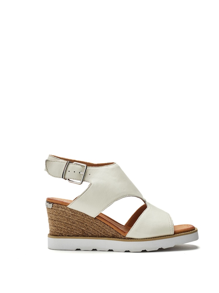 Moda in Pelle Mapel High Front Leather Wedge White Sandals - Image 1 of 4