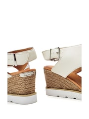 Moda in Pelle Mapel High Front Leather Wedge White Sandals - Image 4 of 4