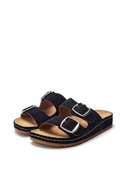 Moda in Pelle Sh Elate Double Strap Flexi Cork Footbed Black Mules - Image 2 of 4