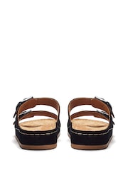Moda in Pelle Sh Elate Double Strap Flexi Cork Footbed Black Mules - Image 3 of 4