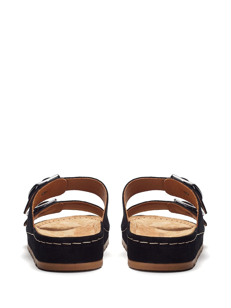Moda in Pelle Sh Elate Double Strap Flexi Cork Footbed Black Mules - Image 3 of 4