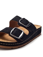 Moda in Pelle Sh Elate Double Strap Flexi Cork Footbed Black Mules - Image 4 of 4