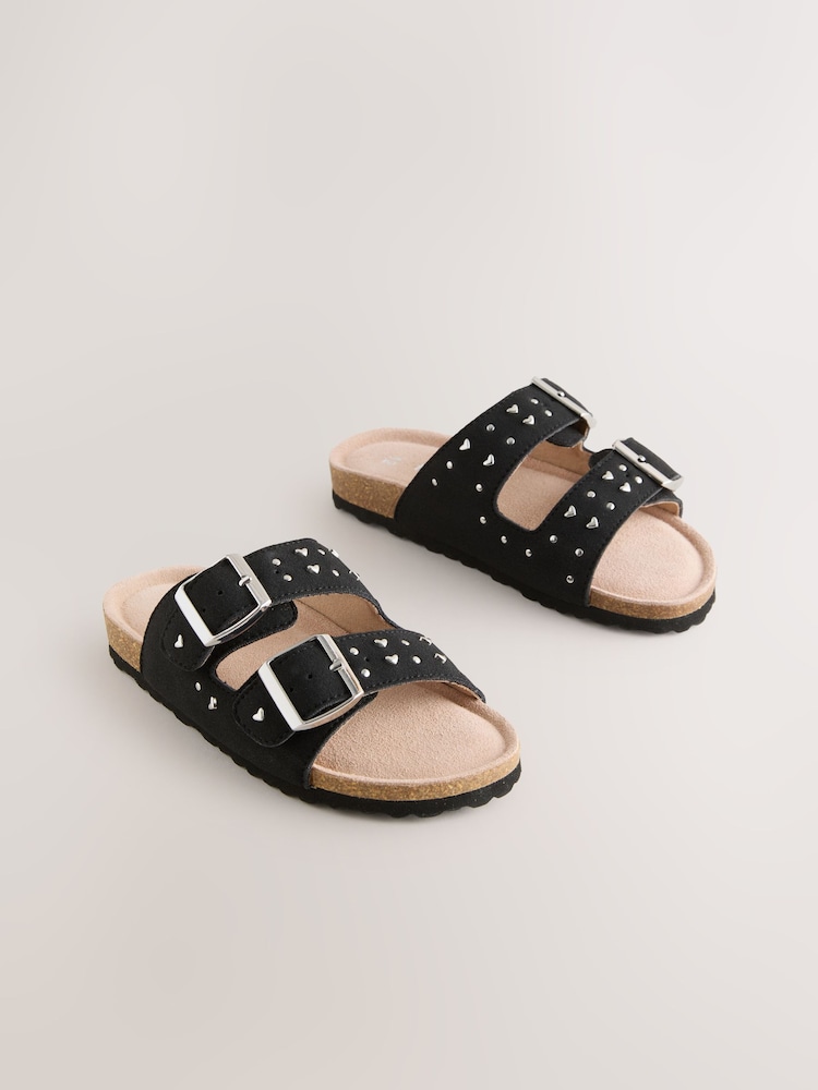 Black Studded Corkbed Sandals - Image 1 of 5