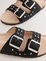 Black Studded Corkbed Sandals - Image 4 of 5