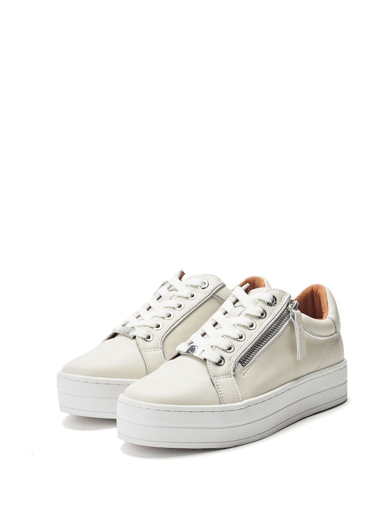 Moda in Pelle Barlli Contrast Topline Leather Trainers - Image 2 of 4