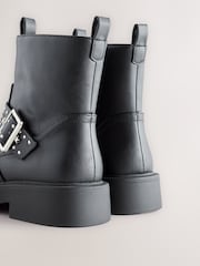 Black Studded Biker Boots - Image 3 of 6