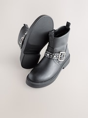 Black Studded Biker Boots - Image 4 of 6