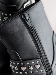 Black Studded Biker Boots - Image 6 of 6
