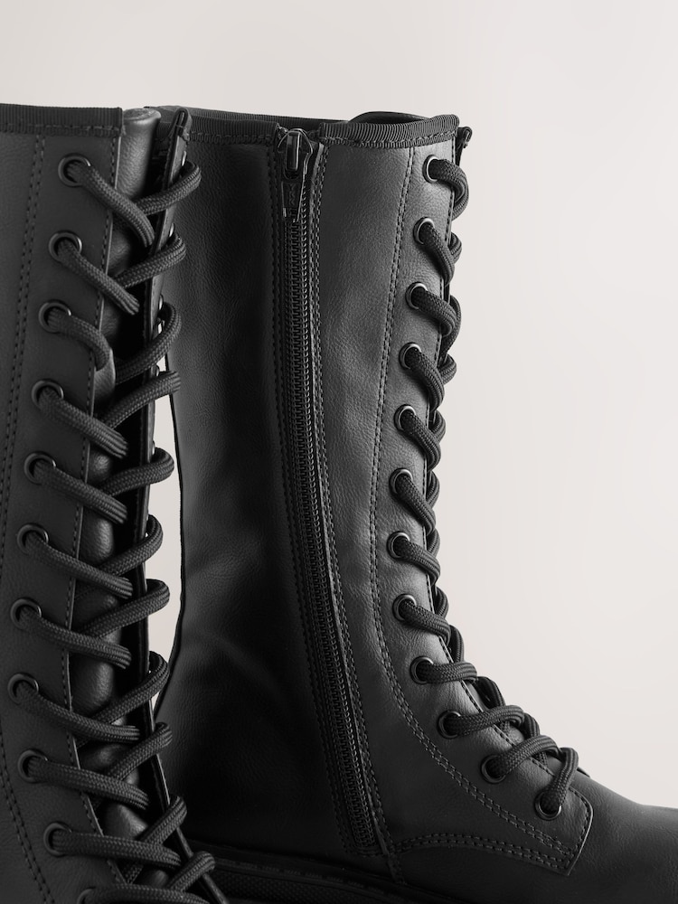 Black Lace up Knee High Boots - Image 7 of 7