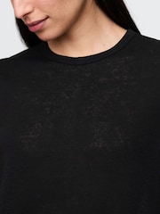 Negro - Gap Linen-Blend Crew Neck Shell T-Shirt - Imagen 4 de 5