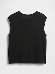 Negro - Gap Linen-Blend Crew Neck Shell T-Shirt - Imagen 5 de 5