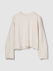 Gap Beige Heavyweight French Terry Barrel-Sleeve Sweatshirt - Image 1 of 2