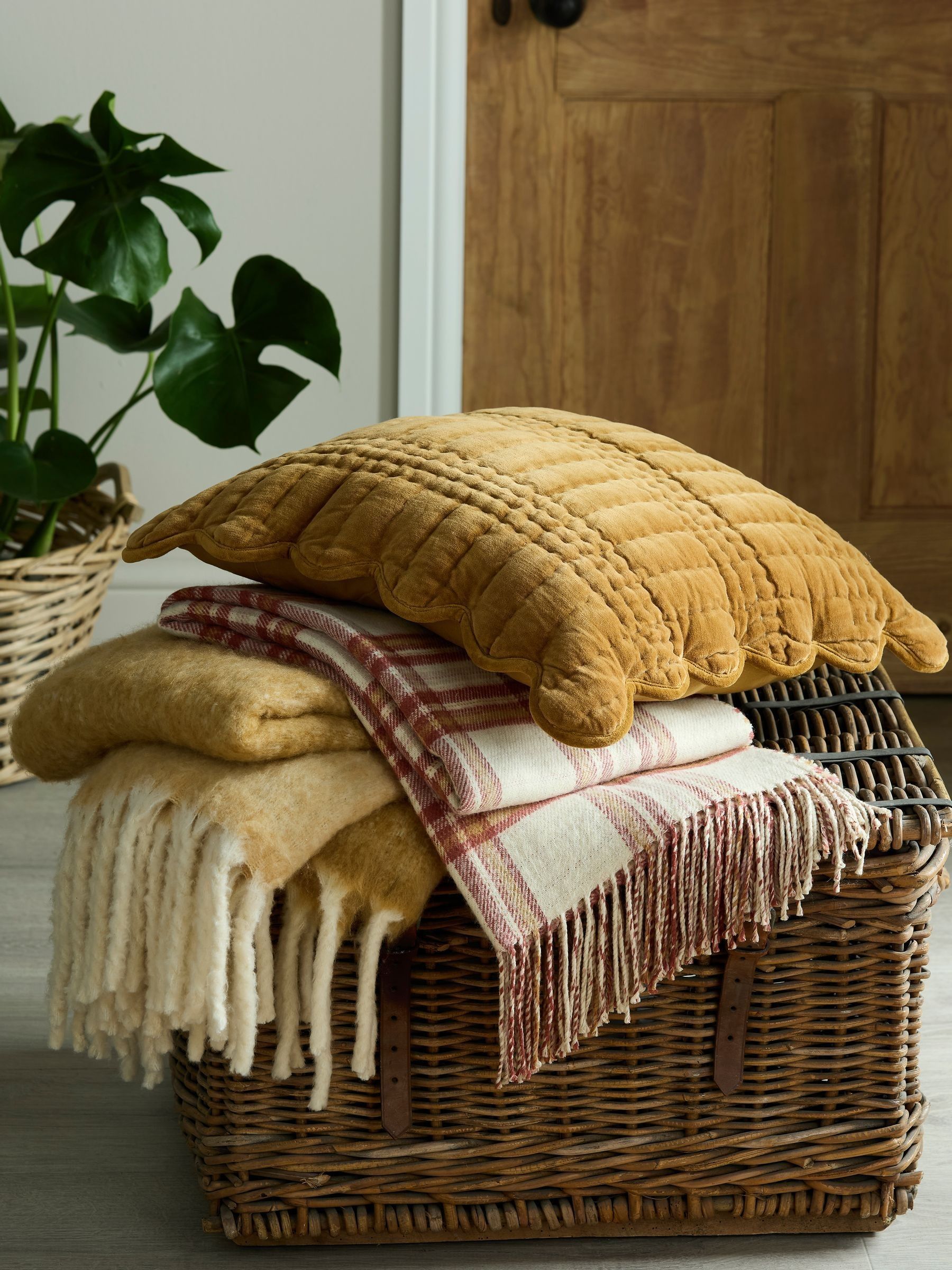 Buy Laura Ashley Terracotta Red Padbury Check Brushed Throw from