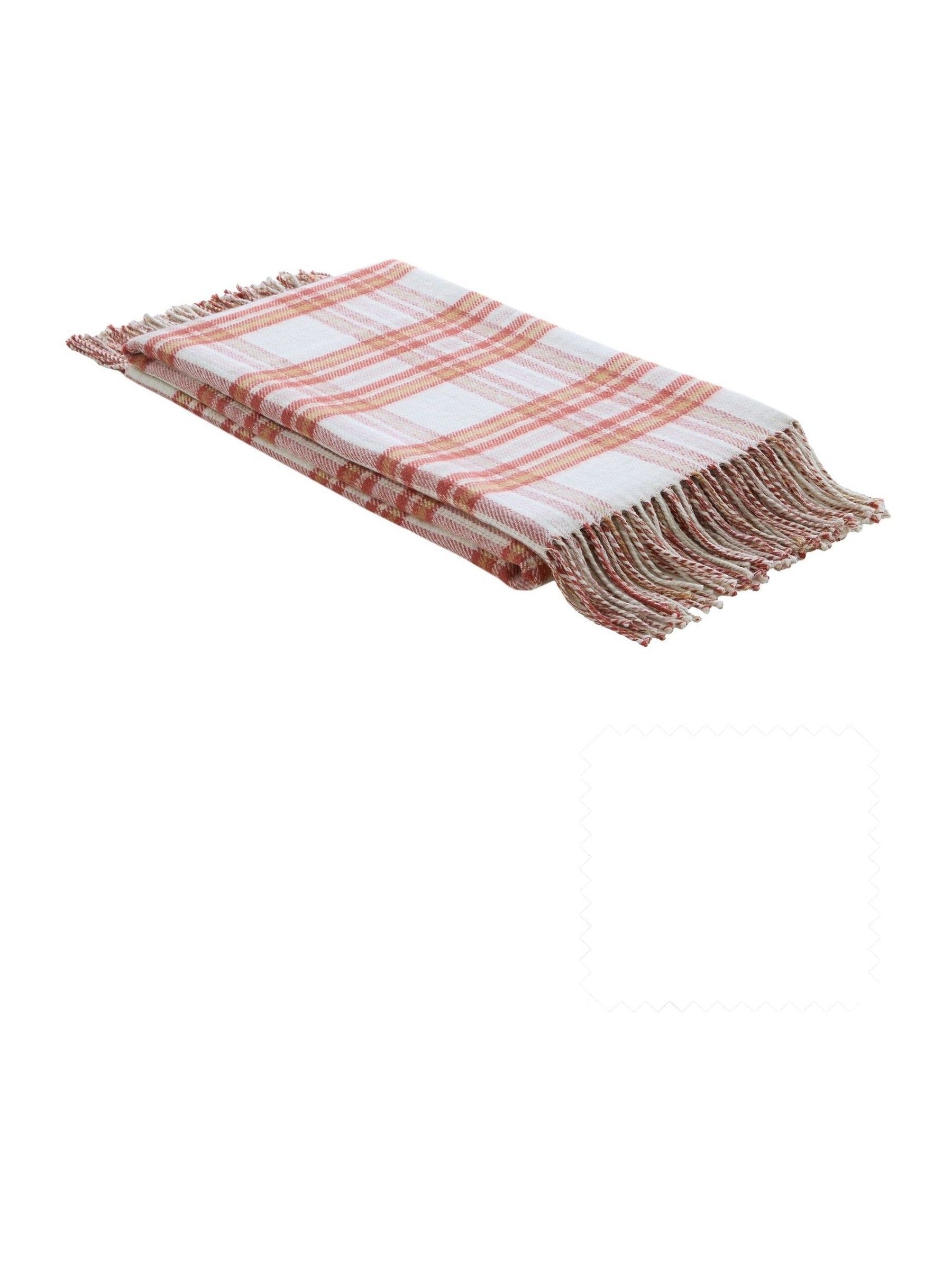 Buy Laura Ashley Terracotta Red Padbury Check Brushed Throw from