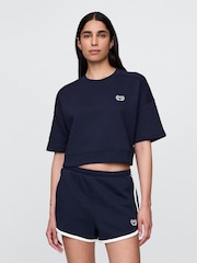 Gap Navy/Blue VintageSoft Cropped Elbow-Sleeve Sweatshirt - Image 1 of 3