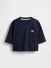 Gap Navy/Blue VintageSoft Cropped Elbow-Sleeve Sweatshirt - Image 3 of 3