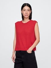 Rojo - Gap Linen-Blend Crew Neck Shell T-Shirt - Imagen 1 de 5