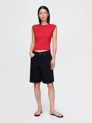 Rojo - Gap Linen-Blend Crew Neck Shell T-Shirt - Imagen 3 de 5