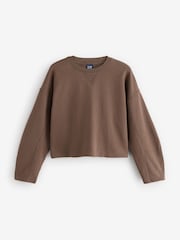 Gap Brown Heavyweight French Terry Barrel-Sleeve Sweatshirt - Image 1 of 4