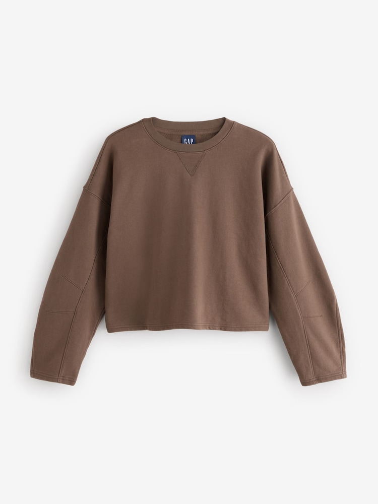 Gap Brown Heavyweight French Terry Barrel-Sleeve Sweatshirt - Image 1 of 4