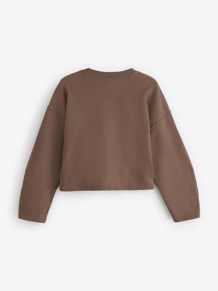 Gap Brown Heavyweight French Terry Barrel-Sleeve Sweatshirt - Image 2 of 4