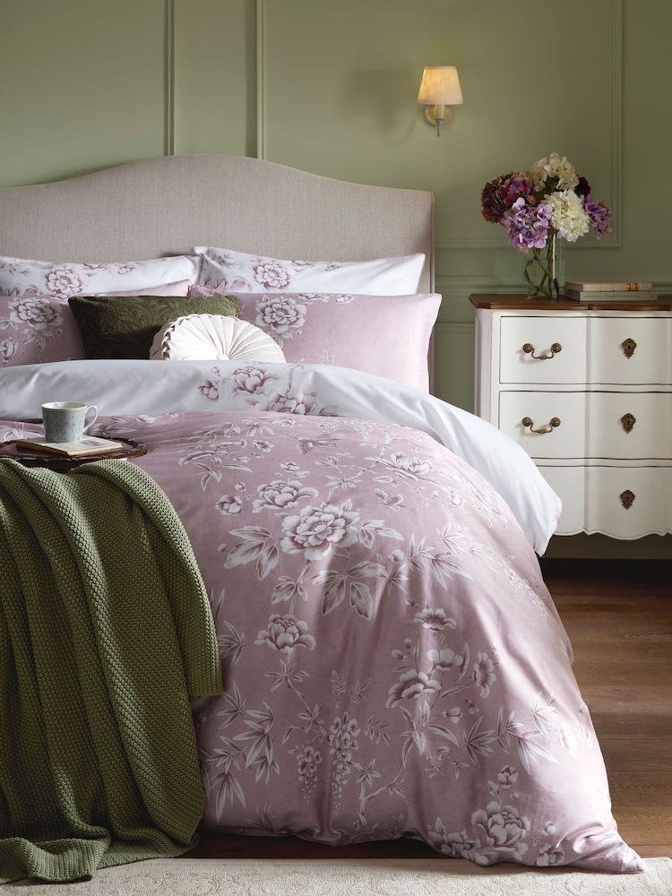 Laura Ashley Dark Blush Rowsham Garden 220 Thread Count Duvet Cover and Pillowcase Set - Image 1 of 3