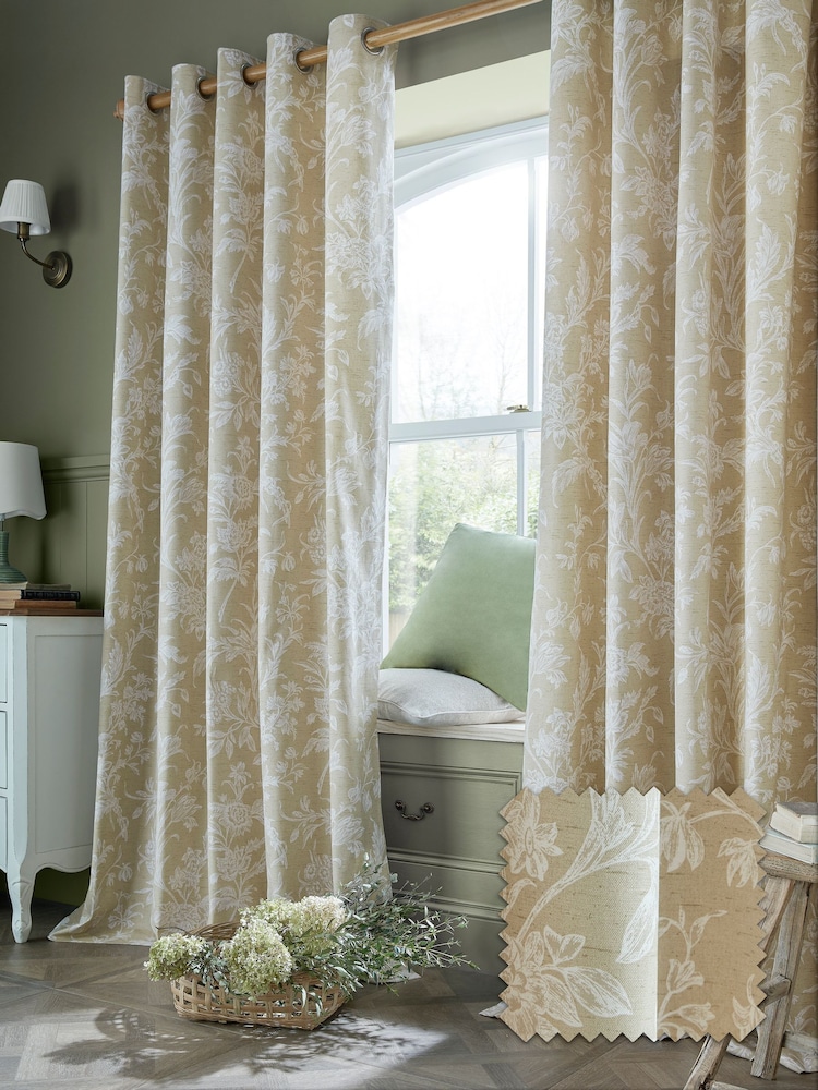 Laura Ashley Caramel Lloyd Eyelet Curtains - Image 1 of 4